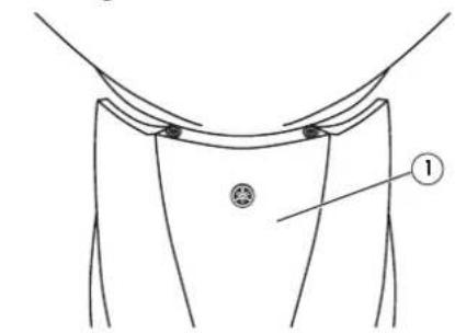 Diagram of a garment pattern with labeled point 1 and a circular mark on the chest.