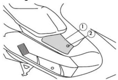 Technical diagram of a car interior with numbered components and labeled parts
