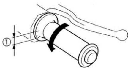Technical diagram showing a mechanical assembly with labeled component ① and directional arrows indicating motion or force.