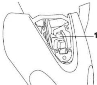 Technical diagram of a car interior with labeled component '1'