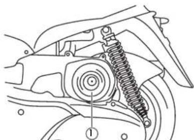 Technical diagram of a vehicle suspension system with labeled component ①