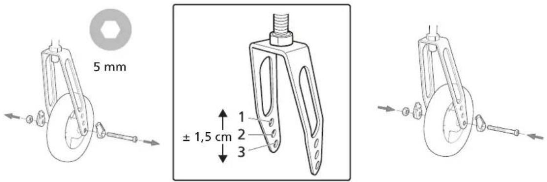 Etac Cross 5 XL - Sitzhöheneinstellung vorn durch Änderung der Lenkradposition - 2