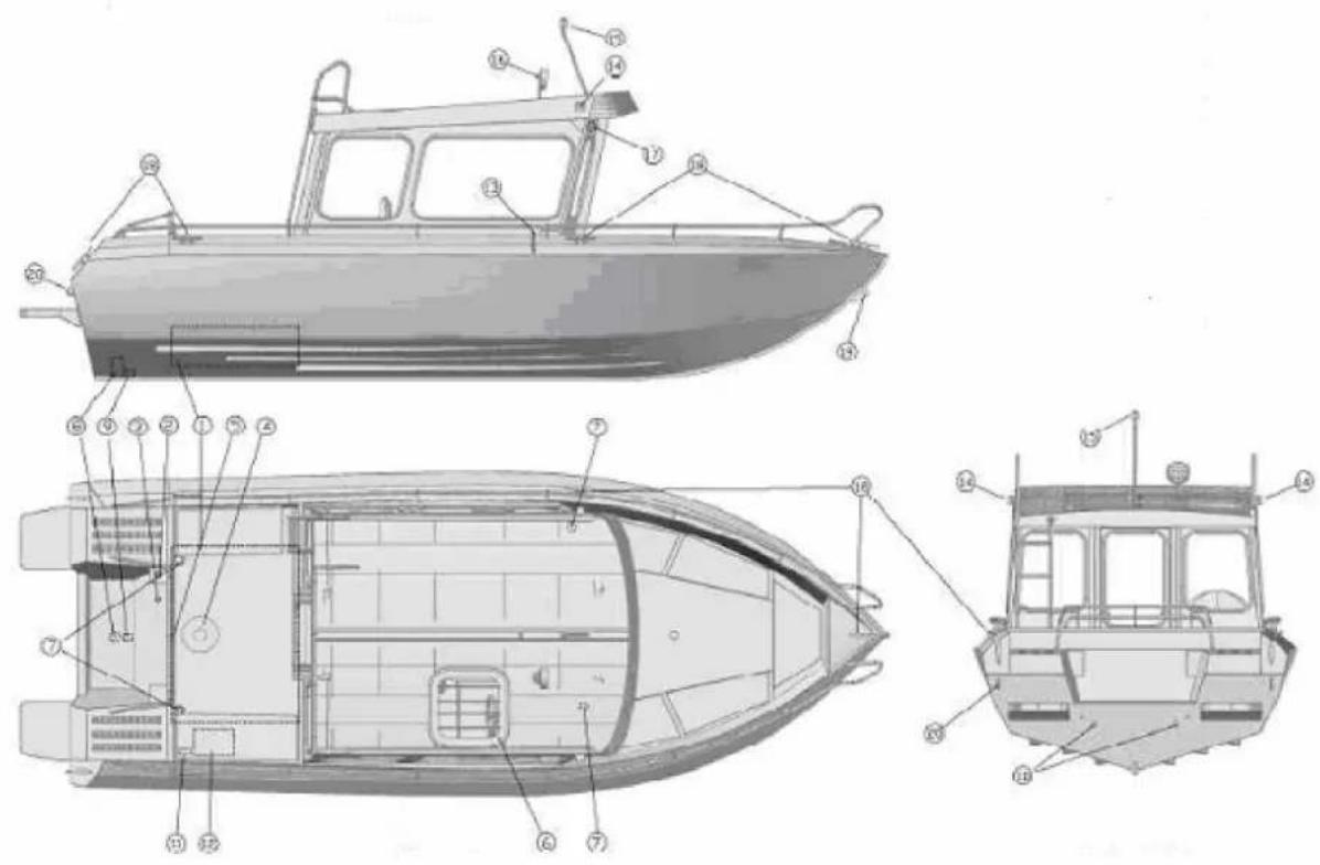 TRIDENT 620 - Deckausschnitt- und Rumpfaufbau, Wasserablaufsysteme und Drainagesysteme - 2