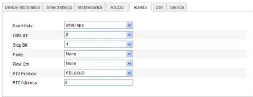 Hikvision DS-2CD2T32-I8(6MM) - Configuration> Advanced Configuration> System > RS485 - 1