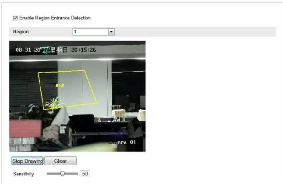 Hikvision DS-2CD2T32-I8(6MM) - Configuration> Advanced Configuration> Smart Event> Region Entrance Detection - 1