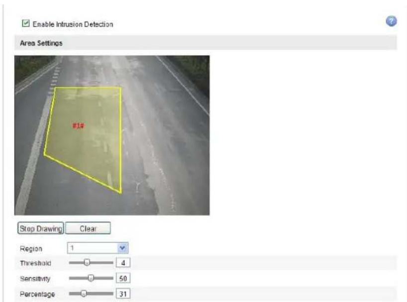Hikvision DS-2CD2T32-I8(6MM) - Configuration> Advanced Configuration> Smart Event> Intrusion Detection - 1
