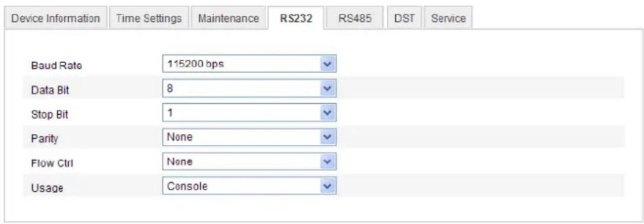 Hikvision DS-2CD2T32-I8(6MM) - Configuration> Advanced Configuration> System > RS232 - 1
