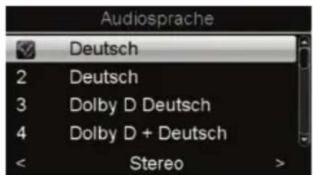 Audiosprache Deutsch 2 Deutsch 3 Dolby D Deutsch 4 Dolby D + Deutsch < Stereo >