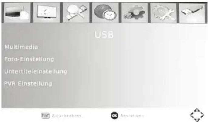 USB Multimedia Foto-Einstellung Untertiteleinstellung PVR Einstellung