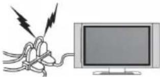 Illustration of a cord with lightning striking out of a monitor (no text or symbols)