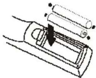 Diagram of a mechanical component with cylindrical parts and a downward arrow indicating motion (no text or symbols)