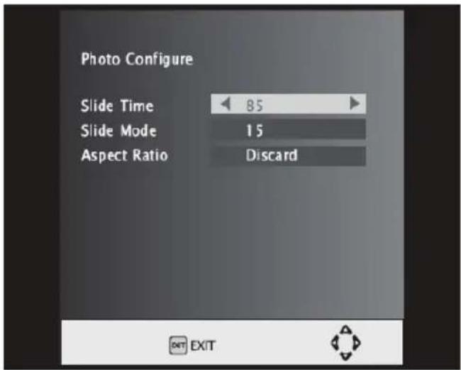Photo Configure Slide Time 85 Slide Mode 15 Aspect Ratio Discard