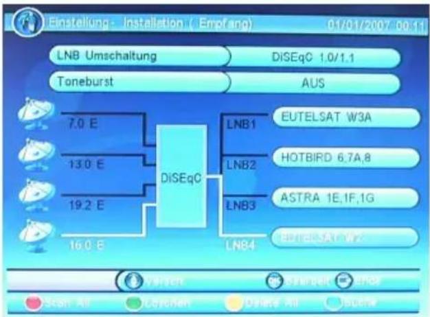 XORO HRS 3000 - Nutzung mehrerer Satelliten via DiSEqC 1.0/1.1 - 1