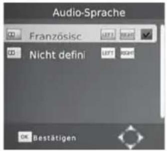 Audio-Sprache Französisch Nicht defini Bestätigen