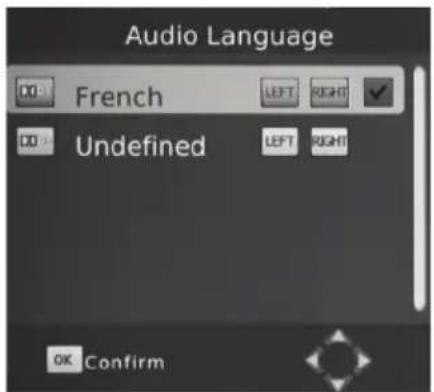 Audio Language French Undefined OK Confirm