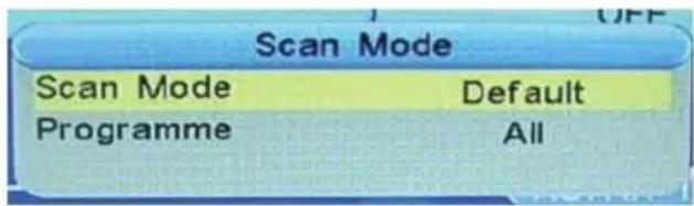 Scan Mode Scan Mode Default Programme All