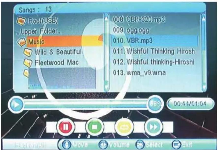 Songs : 13 Root(USB) ...Upper Folder... Music Wild & Beautiful Fleetwood Mac 008. CBR-320.mp3 009. ogg.ogg 010. VBR.mp3 011. Wishful Thinking Hirosh 012. Wishful thinking-Hiroshi 013. wma_v9.wma 00:43/01:04