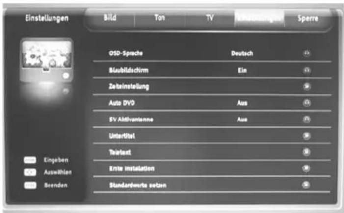 Mobilline TV-C19DDS - Menü Einstellungen - 1