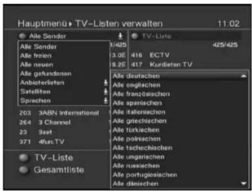 Skysat Teledigi 3 S - Programmlistenverwaltung aufrufen - 3
