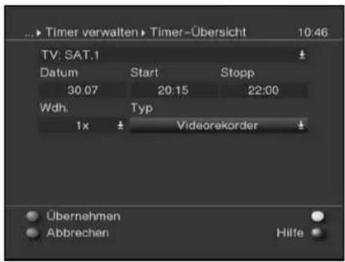 Skysat Teledigi 3 S - Timerübersicht - 2