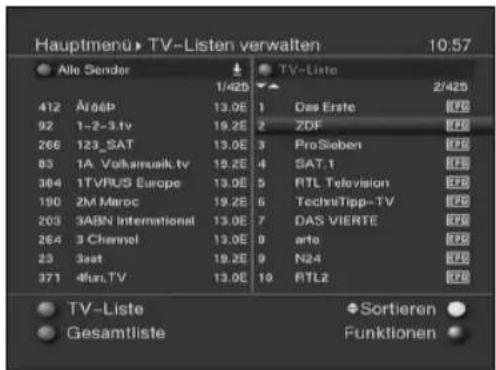 Skysat Teledigi 3 S - Programmlistenverwaltung aufrufen - 2