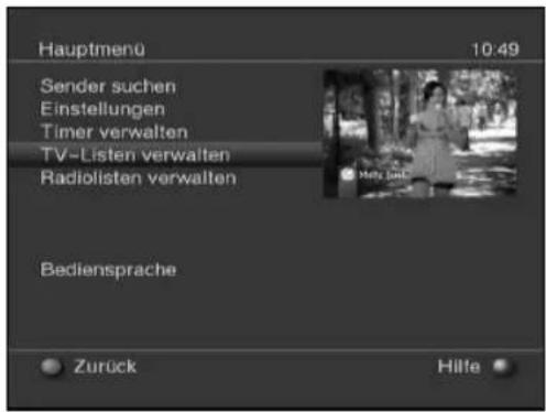 Skysat Teledigi 3 S - Programmlistenverwaltung aufrufen - 1