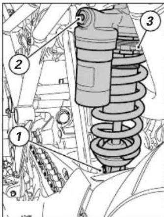 Technical diagram of a mechanical assembly with numbered components labeled 1, 2, and 3
