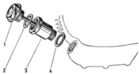 Technical diagram of a mechanical assembly with numbered components for identification
