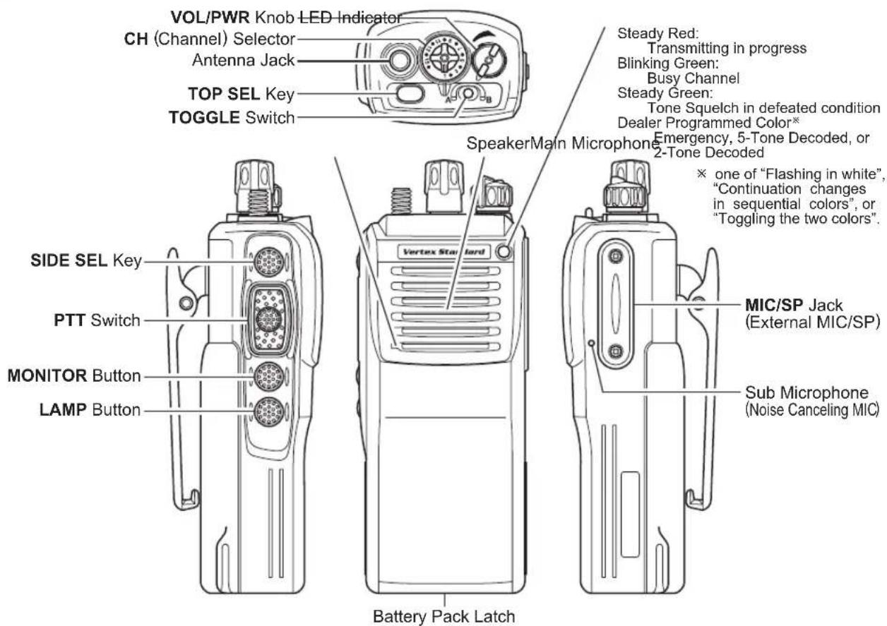 Vertex Standard VX-921 - CONTROL & CONNECTORS (NON-LCD VERSION) - 1