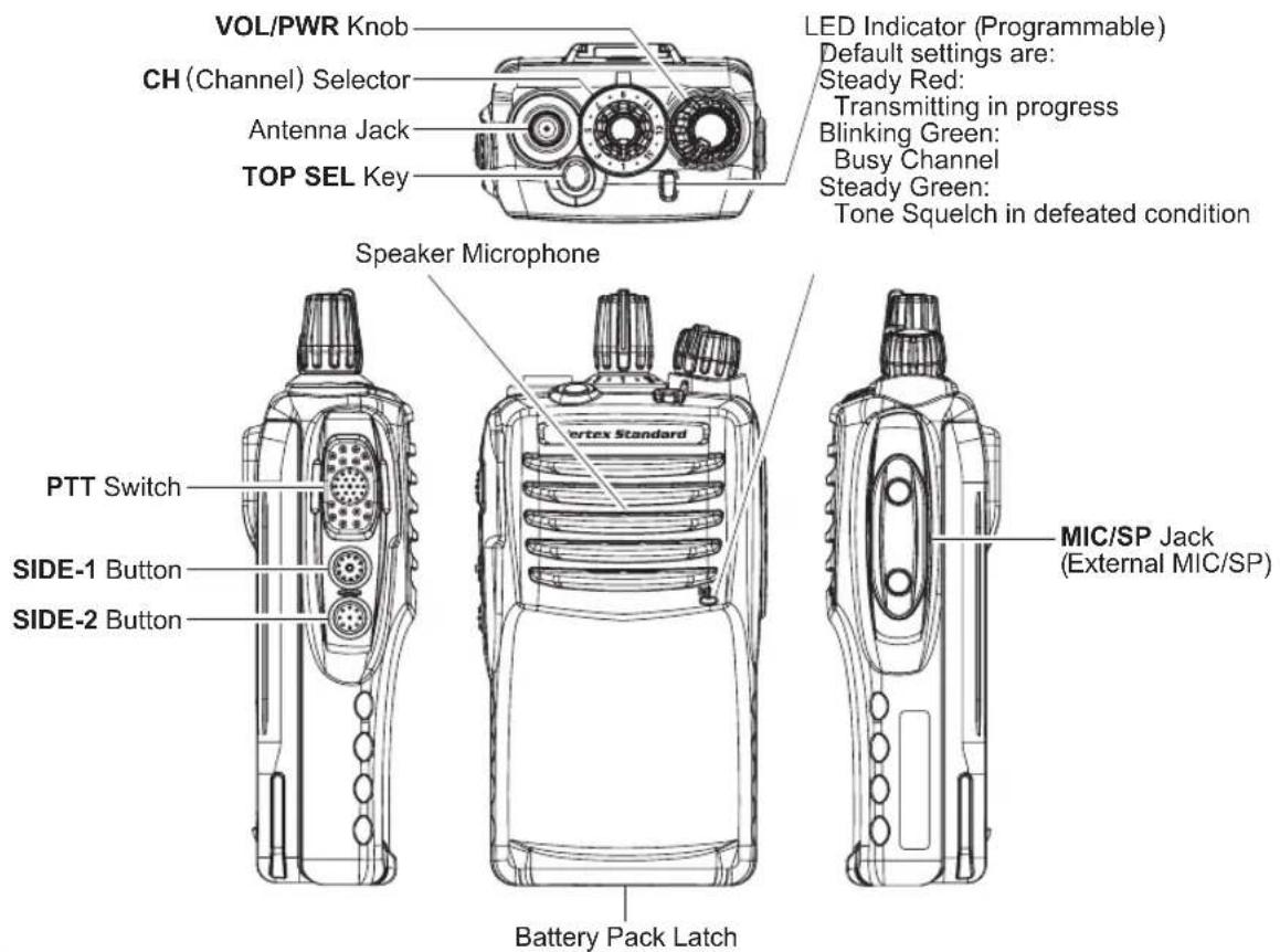 Vertex Standard VX-450 - CONTROLS & CONNECTORS (VX-451) - 1