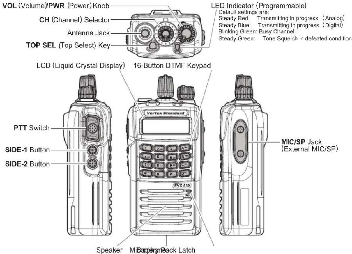 Vertex Standard EVX-531 - CONTROLS & CONNECTORS (EVX-539) - 1
