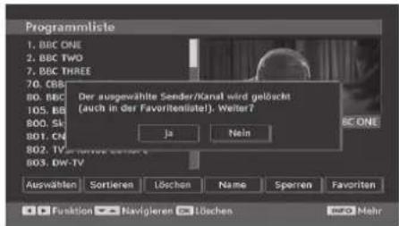 TechLine TL-22LC741 - Löschen von Kanälen in der Kanalliste - 1