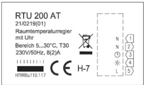 DIMPLEX RTU 200 AT - Anschluss- und Maßzeichnung - 1