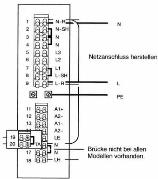 Netzanschluss herstellen Brücke nicht bei allen Modellen vorhanden.