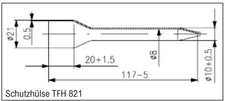 Schutzhülse TFH 821 Ø21 0,5 20+1,5 Ø8 117-5 Ø10+0,5