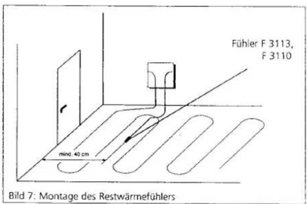 Fühler F 3113, F 3110 mind. 40 cm Bild 7: Montage des Restwärmefühlers
