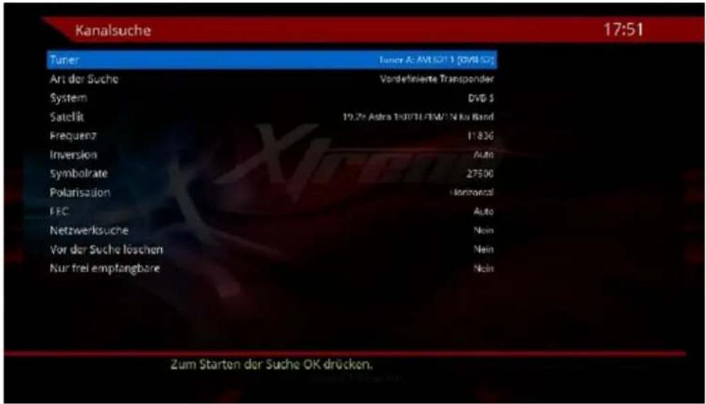Xtrend ET8500 - Manuelle Suche - 1