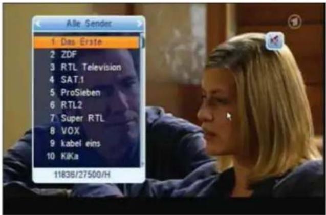 ZEHNDER ZX 755e - Programmwahl über die Programmliste "Alle TV-Programme" LIST OK - 1