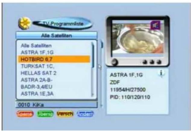 ZEHNDER ZX 750 - Bearbeiten in einzelnen Satelliten-Programmlisten SAT - 1