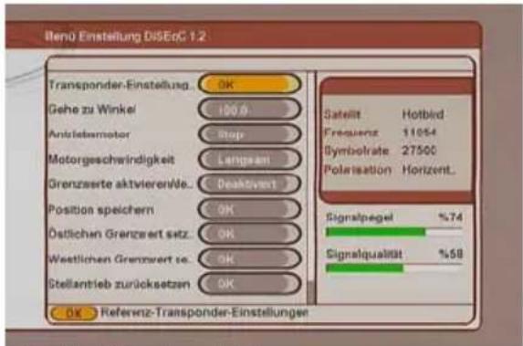 ZEHNDER ZX 710 - DiSEqC 1.2 EINSTELLUNGSMENÜ - 1