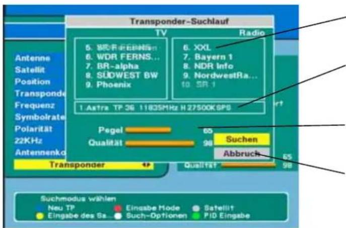 ZEHNDER ZX 69 - Programme auf einem Transponder suchen - 2