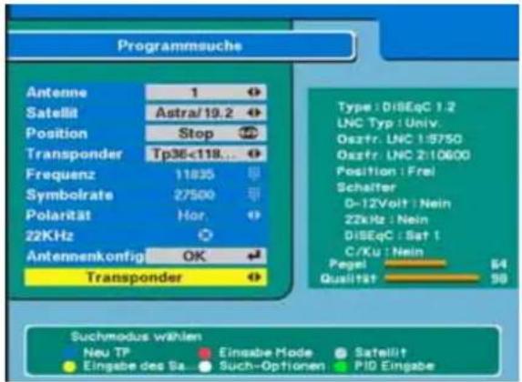 ZEHNDER ZX 69 - Programme auf einem Transponder suchen - 1