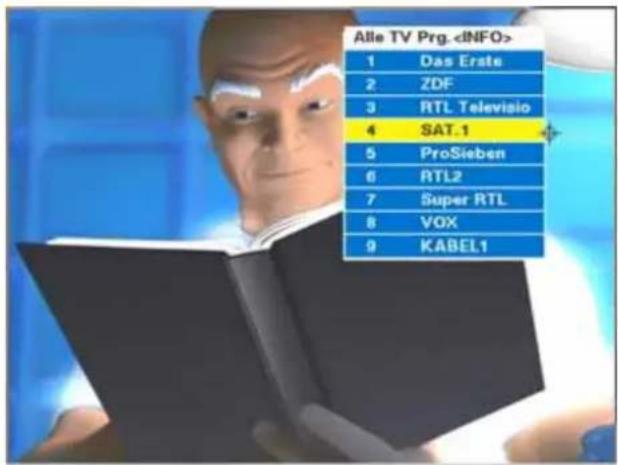 ZEHNDER ZX 69 - Programmwahl über die Programmliste "Alle TV-Programme" LIST OK - 1