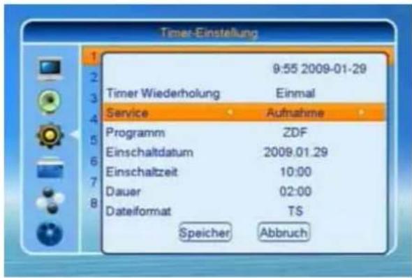 ZEHNDER ZX 2700 HU - Timer - Aufnahme über Timer-Menü - 1