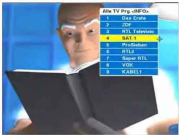 ZEHNDER ZX 2100 - Programmwahl über die Programmliste "Alle TV-Programme" LIST OK - 1