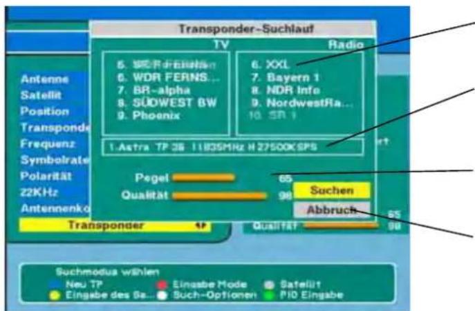 ZEHNDER ZX 2100 - Programme auf einem Transponder suchen - 2