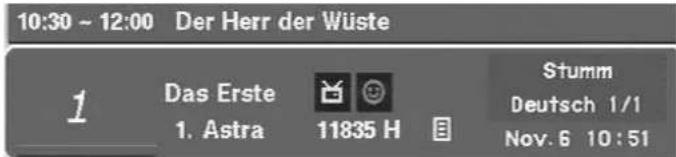 ZEHNDER ZX 1100 - Programminformation INFO und Kanalinformation einblenden 2x INFO - 1