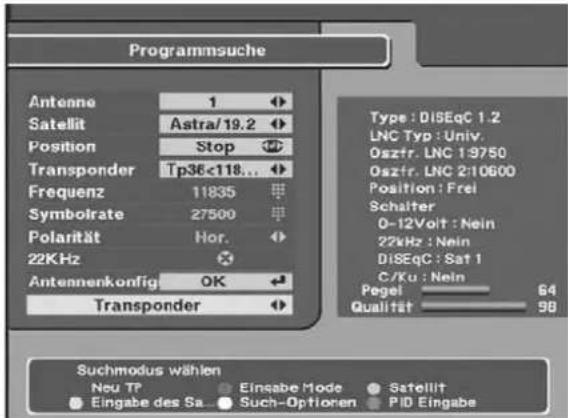 ZEHNDER ZX 1100 - Programme auf einem Transponder suchen - 1