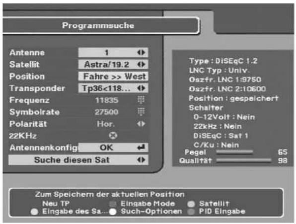 ZEHNDER ZX 1100 - 0-Stellung für DiSEqC 1.2: - 1