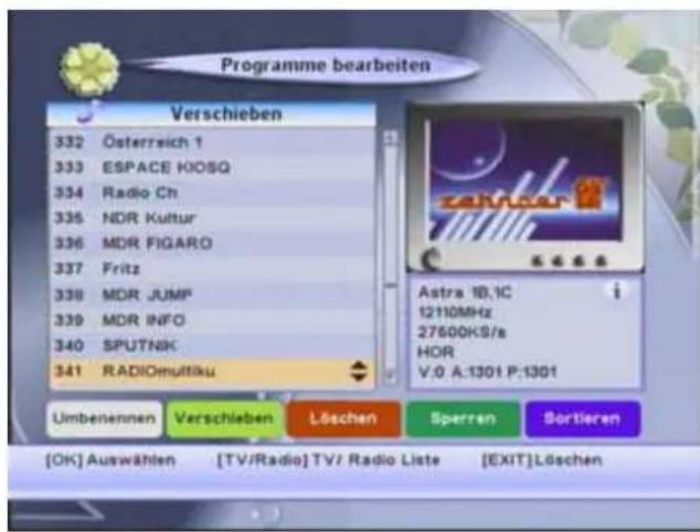 ZEHNDER ZX 2102 - Bearbeiten der Radioprogrammliste TV/RADIO - 1